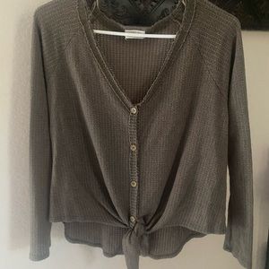 Sienna sky waffle long sleeve shirt